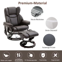 HOMCOM Relax Massagestoel met voetbank 145° kantelbare bruin(m-6)