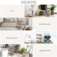 HOMCOM staande plank opbergplank boekenplank bamboe plank 3-laags kantoorplank keukenplank opvouwbaar voor de woonkamer keuken badkamer kantoor bamboe naturel + donkergrijs 45 x 31,5 x 108 cm(m-7)