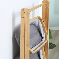 HOMCOM staande plank opbergplank boekenplank bamboe plank 3-laags kantoorplank keukenplank opvouwbaar voor de woonkamer keuken badkamer kantoor bamboe naturel + donkergrijs 45 x 31,5 x 108 cm(m-8)