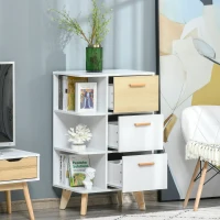 HOMCOM opbergkast multifunctionele kast garderobe linnenkast dressoir met lade spaanplaat wit + origineel hout 60 x 40 x 100 cm(m-9)