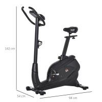 HOMCOM hometrainer fietstrainer hometrainer magnetische hartslagmeting LCD computerdisplay fitnessfiets verstelbaar 150 kg staal zwart 94 x 54 x 142 cm(m-3)