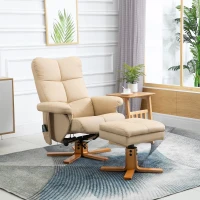 HOMCOM massagestoel met ottoman relaxstoel TV-stoel TV-stoel 145 ° helling kunstleer crèmewit 80 x 86 x 99 cm(m-10)