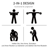 HOMCOM 2 in 1 dumbbell set 25 kg verstelbare dumbbell & barbell professionele dumbbell krachttraining en gewichtheffen voor fitness thuis(m-7)