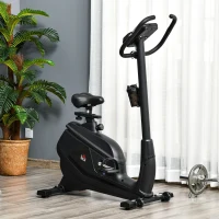 HOMCOM hometrainer fietstrainer hometrainer magnetische hartslagmeting LCD computerdisplay fitnessfiets verstelbaar 150 kg staal zwart 94 x 54 x 142 cm(m-2)