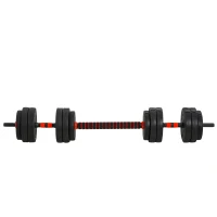 HOMCOM 2 in 1 dumbbell set 25 kg verstelbare dumbbell & barbell professionele dumbbell krachttraining en gewichtheffen voor fitness thuis(m-8)