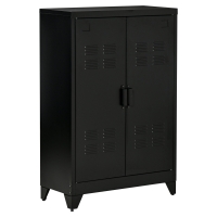 HOMCOM dressoir archiefkast met gelamelleerde deuren garderobe opbergkast industriële metalen kast met 2 verstelbare planken woonkamer slaapkamer zwart 75 x 33 x 110 cm