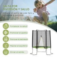 HOMCOM Cama Elástica de Jardín Ø183 cm Trampolín para Niños Adultos con Superficie de Salto Red de Seguridad Cubierta de Bordes y Escalera para Interior Exterior Verde(m-7)