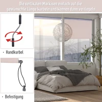 Outsunny verticale luifel balkonluifel verticale luifel windbescherming zijrolgordijn privacybescherming met handslinger polyester + aluminium crèmewit 140 x 250 cm(m-6)