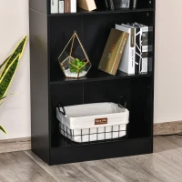 HOMCOM Estante para Livros de 5 Níveis com Prateleira Ajustável e Desenho Anti-Tombo Estante de Armazenamento 63x29,5x176 cm Preto(m-9)