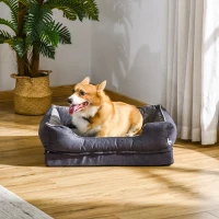 PawHut huisdier bed hondenmat hondenkussen hondenmatras hoes afneembaar wasbaar hondenbed huisdier bed hondenbank huisdier bed voor kleine honden katten traagschuim grijs 75 x 60 x 20 cm(m-2)