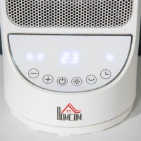 HOMCOM kachel luchtverhitter 750W / 1500W keramische elektrische verhitter met 3 niveaus warm 12-uurs timer 45 ° oscillatie verwarming warmte PP PBT wit Ø15 x 28H cm(m-9)
