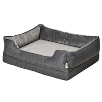 PawHut huisdier bed hondenmat hondenkussen hondenmatras hoes afneembaar wasbaar hondenbed huisdier bed hondenbank huisdier bed voor kleine honden katten traagschuim grijs 75 x 60 x 20 cm(m-11)