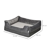 PawHut huisdier bed hondenmat hondenkussen hondenmatras hoes afneembaar wasbaar hondenbed huisdier bed hondenbank huisdier bed voor kleine honden katten traagschuim grijs 75 x 60 x 20 cm(m-3)