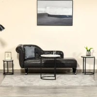 HOMCOM set van 3 bijzettafel nachtkastje decoratief salontafel deksel rieten tafel salontafel salontafel nestbaar opberger MDF metaal zwart + grijs + wit Ø51 x 60 cm / Ø40 x 50 cm / Ø30 x 40 cm(m-9)