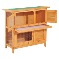 PawHut cusca de exterior pentru iepuri, lemn brad 90x45x90cm(m-9)