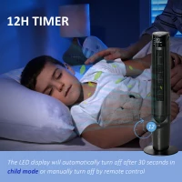 HOMCOM Ice Cooling Tower Fan, Water Conditioner Evaporative Air Cooler Unit with 4 Modes, 3 Speed, Remote Control, Timer, Oscillating for Home Bedroom, Black(m-9)