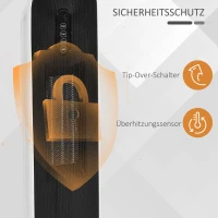 HOMCOM kachel ventilatorkachel 2000W elektrische kachel keramische verwarmingstoren met afstandsbediening 24-uurs timer oscillatie kachel verwarming metaal kunststof wit + zwart 21 x 21 x 63,5 cm(m-6)