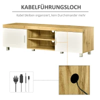 HOMCOM TV-tafel TV-meubel TV-bord TV-meubel TV-meubel TV-ladekast voor TV's tot 63 inch 2 planken en kabelgaten MDF eiken + wit 140 x 40 x 41,5 cm(m-5)