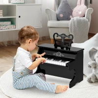 HOMCOM Kinder Elektronisches Klavier Mini-Klavier 25 Tasten Kinderpiano Keyboard für 3-6 Jahre Musikinstrument inkl. Notenpult ABS Schwarz 39,5 x 23,5 x 38,5 cm(m-2)