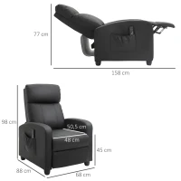HOMCOM massagestoel relaxstoel TV-stoel massagefunctie ligfunctie rugleuning met rugleuning 2-punts massage kunstleer schuim PP kunststof zwart 68 x 88 x 98 cm(m-3)