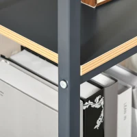 HOMCOM Industrial 4-Tier Bookcase Storage Organizer, Display Rack Open Floor Standing Shelving Unit with Metal Frame for Home Office Study, Blue(m-8)