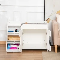 PawHut kattentoilet kattenbak met 3 traptreden kattenhuis kattenkast voor kattenbed met deuropening PB paneel wit 90 x 48 x 59 cm(m-8)