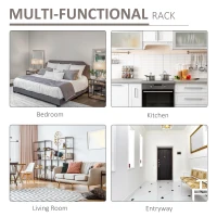 HOMCOM 3-Tier Industrial Style Storage Display Shelf Metal Frame Adjustable Feet Back Panels Smooth Surface Home Office Stylish Black Brown(m-6)