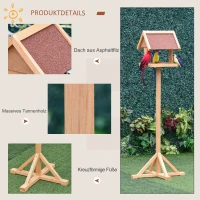 PawHut Domek dla Ptaków na Stojaku z Odpornym na Warunki Pogodowe Dachem, Drewniana Karmnik, Stojak dla Ptaków dla Zewnętrznych Obszarów Naturalnych 55 x 55 x 144 cm(m-5)