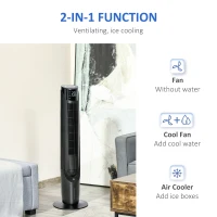 HOMCOM Ice Cooling Tower Fan, Water Conditioner Evaporative Air Cooler Unit with 4 Modes, 3 Speed, Remote Control, Timer, Oscillating for Home Bedroom, Black(m-5)
