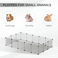 PawHut Pet Playpen w/ Door Customisable Fence for Guinea Pigs Chinchillas Hedgehogs - Black(m-5)