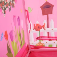 HOMCOM Girls Kids Pink Tent Play Princess House patterned Foldable with Easy Setup Doors Gift(m-12)