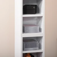 HOMCOM 204 CD Media Display Shelf Unit Set of 2 Blu-Ray Tower Rack w/ Adjustable Shelves Bookcase Storage Organiser, White(m-12)