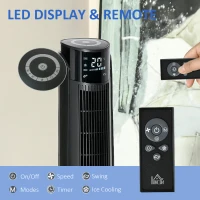 HOMCOM Ice Cooling Tower Fan, Water Conditioner Evaporative Air Cooler Unit with 4 Modes, 3 Speed, Remote Control, Timer, Oscillating for Home Bedroom, Black(m-8)