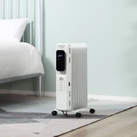HOMCOM olieradiator draagbare elektrische radiator 1830-2180W 3 verwarmingsniveaus 24-uurs timing elektrische verwarming 9 verwarmingsplaten met 4 rollen wit metaal 42,5 x 24 x 63 cm(m-10)