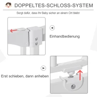 HOMCOM Türschutzgitter Treppenschutzgitter für 6-24 monatliche Kinder Türöffnungen Flure Treppen 97-108 cm breit erweiterbar Weiß(m-4)