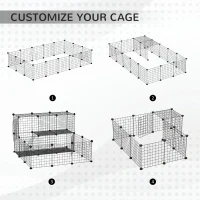 PawHut Pet Playpen w/ Door Customisable Fence for Guinea Pigs Chinchillas Hedgehogs - Black(m-4)
