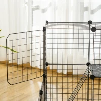 PawHut Pet Playpen w/ Door Customisable Fence for Guinea Pigs Chinchillas Hedgehogs - Black(m-9)