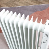 HOMCOM olieradiator draagbare elektrische radiator 2290-2720W 3 verwarmingsniveaus 24-uurs timing elektrische verwarming 11 verwarmingsplaten met 4 rollen wit metaal 50,5 x 24 x 63 cm(m-8)