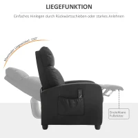 HOMCOM massagestoel relaxstoel TV-stoel massagefunctie ligfunctie rugleuning met rugleuning 2-punts massage kunstleer schuim PP kunststof zwart 68 x 88 x 98 cm(m-5)