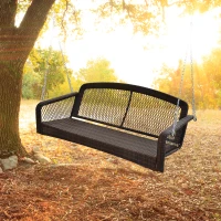 Outsunny Gartenschaukel, Schaukelbank, Gartenbank für 2 Personen, Terrasse, Rattan, Braun(m-10)