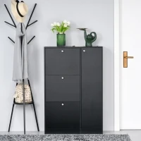 HOMCOM mobilier pentru hol cu ușă pentru pantofi modern din lemn negru 80x24x120cm(m-2)