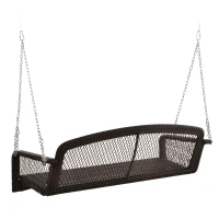 Outsunny Gartenschaukel, Schaukelbank, Gartenbank für 2 Personen, Terrasse, Rattan, Braun(m-5)