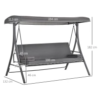 Outsunny 2-in-1 Patio 3 Seater Swing Chair Hammock w/ Cushion Adjustable Canopy Garden(m-3)