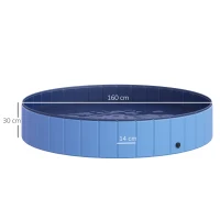 PawHut Piscina pentru caini, pliabila, 160x30 cm, albastru(m-3)
