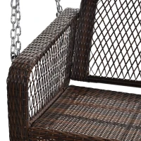 Outsunny Gartenschaukel, Schaukelbank, Gartenbank für 2 Personen, Terrasse, Rattan, Braun(m-8)