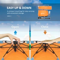 Outsunny Pop Up Beach Tent, Easy Set Up Sun Shelter, Portable Instant Beach Canopy w/ Extended Porch, Sandbags, Mesh Screen Windows and Carry Bag for 1-2 Person(m-4)