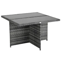 Outsunny 8-Seater Rattan Dining Set Garden Furniture Cushion Seat Woven Rattan Grey(m-11)