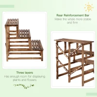 Outsunny Suport pentru Ghivece cu 3 Niveluri din Lemn de Brad, 80x80x78 cm, Lemn Natural(m-6)