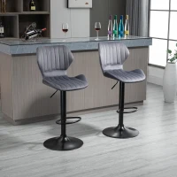 Bar Stool Set of 2 Velvet-Touch Adjustable Height Swivel Chairs Footrest(m-5)