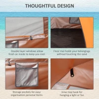 Outsunny Pop Up Beach Tent, Easy Set Up Sun Shelter, Portable Instant Beach Canopy w/ Extended Porch, Sandbags, Mesh Screen Windows and Carry Bag for 1-2 Person(m-7)